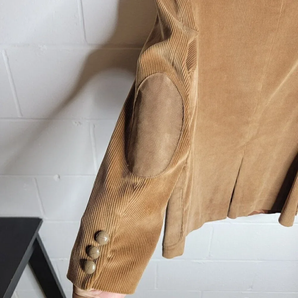 Vintage Richman Sport Coat Mens 40R Camel Tan Corduroy Western Elbow Patch